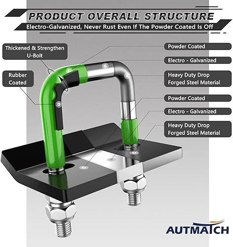 Miniatura 5 de AUTMATCH Abrazadera antitraqueteo, estabilizador de enganche resistente para enganches de remolque de 1.25 pulgadas y 2 pulgadas, aislante de goma y