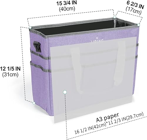 Miniatura 2 de JJRING Bolsa organizadora de manualidades, organizador grande de almacenamiento de arte con múltiples bolsillos, bolsa de costura lila para arte,