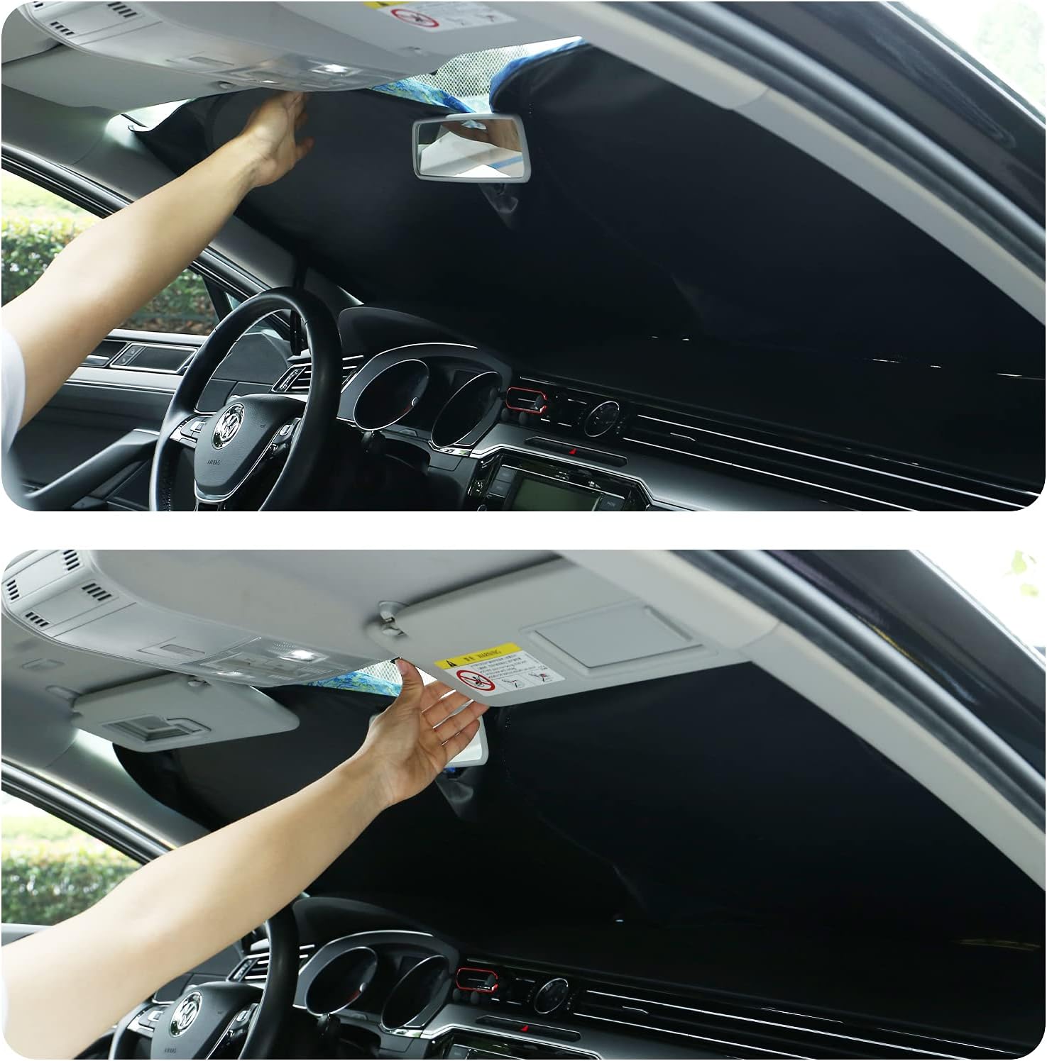Insoria Windshield Sunshade Block UV Rays Foldable Sun Shield Keeps Your Car Cool Easy to Use Car Accessories Fits Most Car Windshields Blank 63" x 33.5"