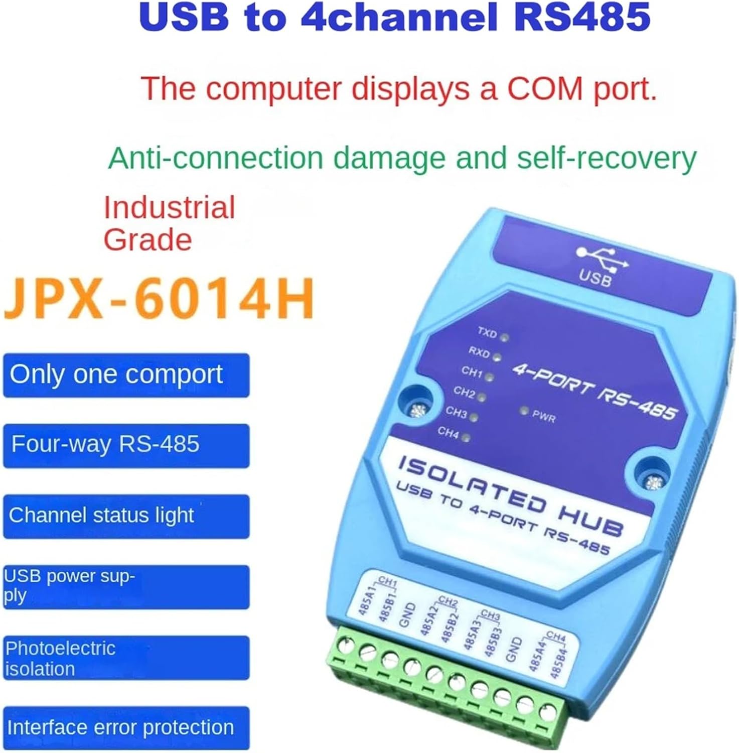 1Pcs Industrial Grade USB from to 4CH RS485 RS232 Serial Converter Cable COM Port Communication Conversion(Kit1 USB - 4COM)
