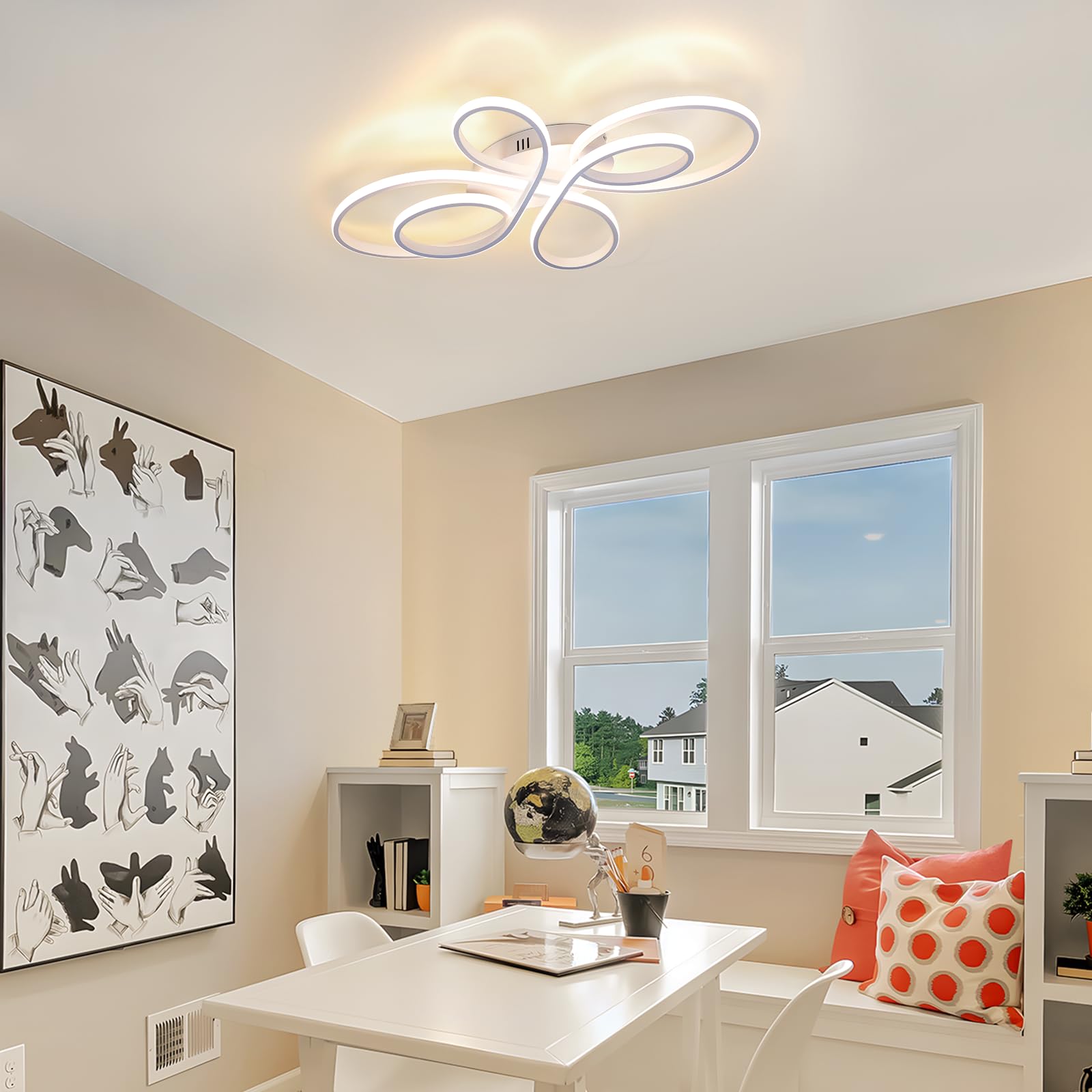 ZMH Lámpara de techo LED para sala de estar: cocina de 30 W y 40 cm en blanco, diseño moderno, lámpara de sala de estar, iluminación de techo cálida de 3000 K para dormitorio | blanco, diseño moderno para sala de estar, luz cálida de techo de 3000 K para