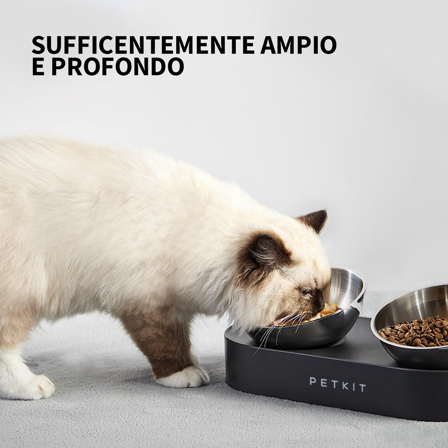 PETKIT Cybertail Ciotole per Gatti, Ciotola Rialzata,In Acciaio Inossidabile,Inclinata,Antiscivolo,Anti Fuoriuscita,per Gatti e Cani di Piccola Taglia