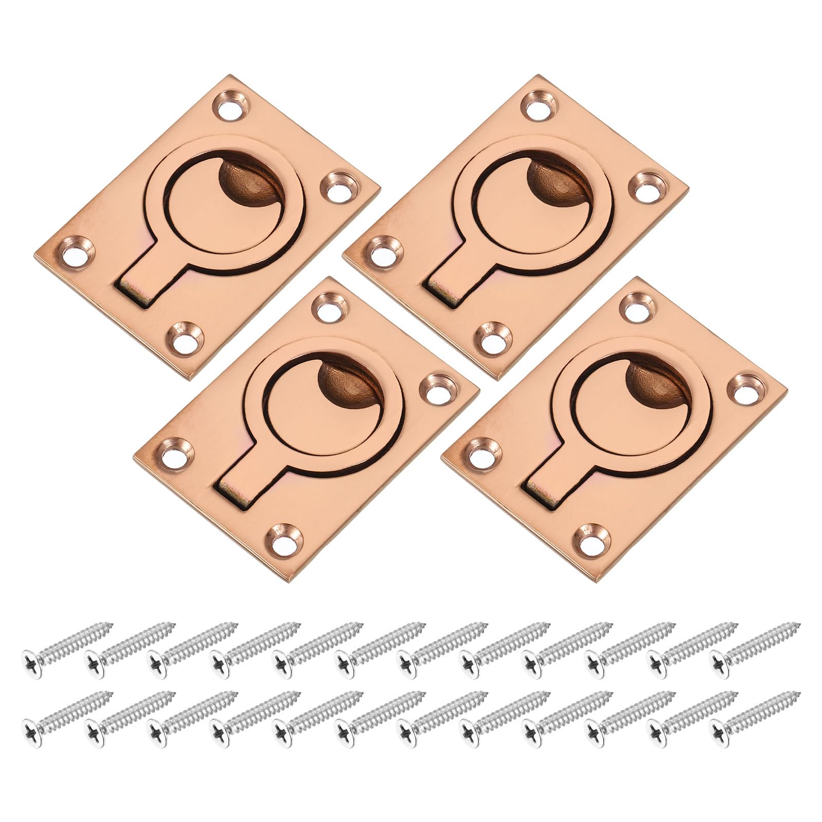 Poignées encastrées rectangulaires en acier inoxydable bronze x4 pour meubles