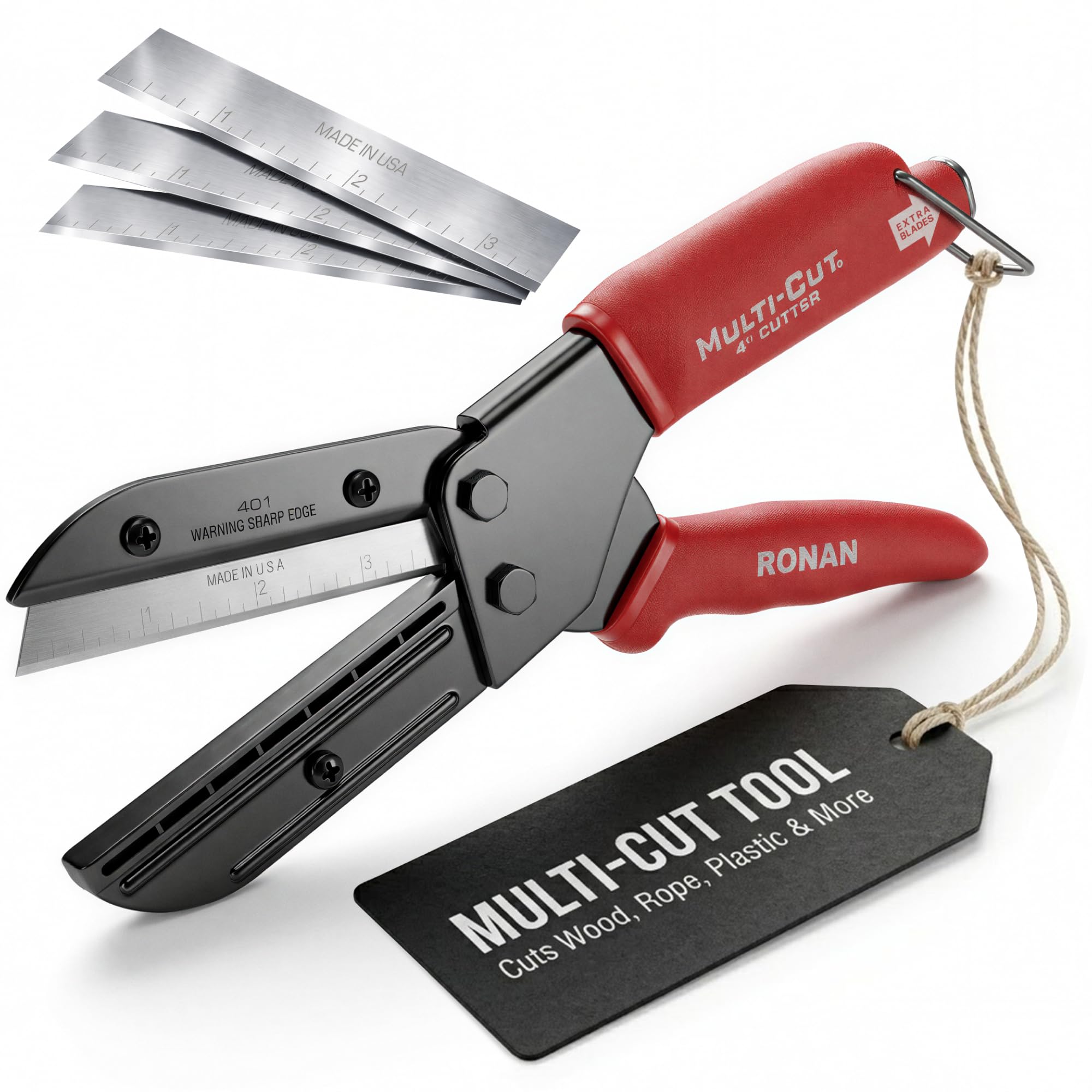 Ronan Multi-Cut 401 Cutting Tool - Wood, Box, Branch, Plant, Plastic, Rope, Leather, Linoleum, Rubber Cutter, DIY Utility All Purpose Multi-Cutting Device