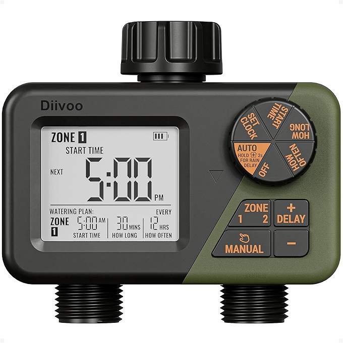 Diivoo 多区自动喷淋计时器园艺浇水控制器