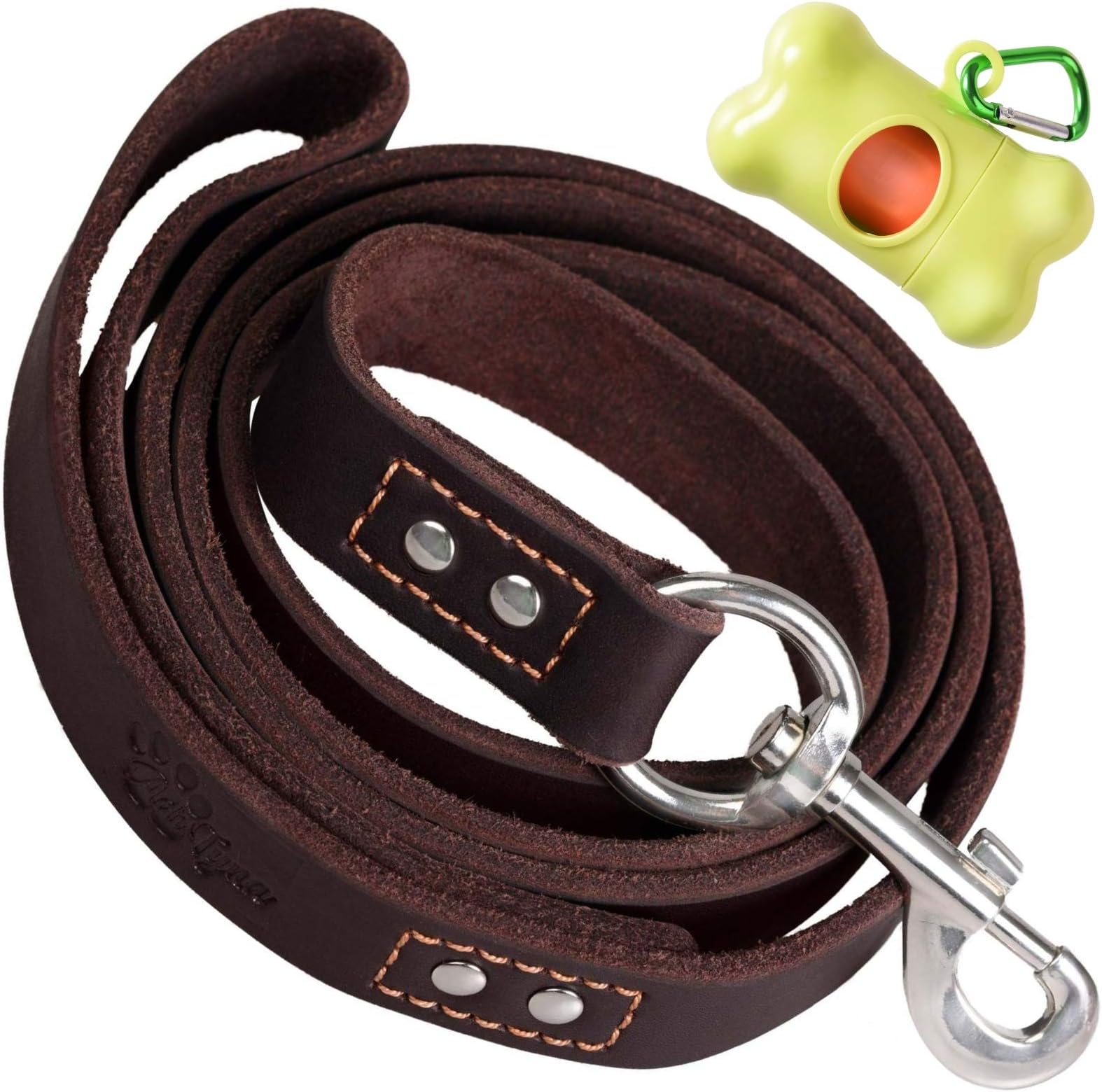 ADITYNA Heavy Duty Leather Dog Leash 6 ft x 1" - Dog Leash for Large Dogs and Extra Large Dogs - Strong and Soft Dog Training Leash (XL - 6 ft x 1 inch, Brown)