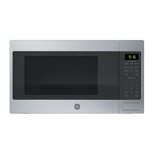 GE Countertop Microwave Oven, 1,150-watt Capacity, 1.6 Cubic Ft., 8 Auto Setting Cooking Settings, Child-Lock Technology, Kitchen Essentials for the Countertop, Dorm Room or Apartment, Stainless Steel