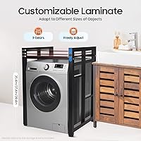 Vista 4 de Soporte apilable para lavadora y secadora con estantes ajustables, estante de almacenamiento para lavadora y secadora, ahorro de espacio, kit