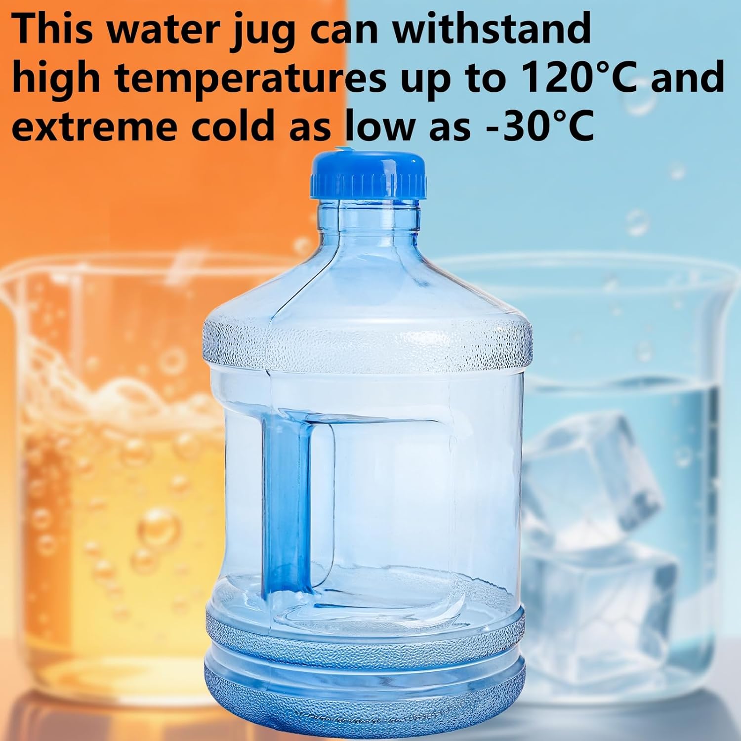 Dicunoy 2 PCS 1 Gallon Water Jug, Plastic Gallon Water Bottle with Handle, Sturdy Round Reusable Water Jug for Gym, Sports, Office, Camping, Outdoor, Refrigerator