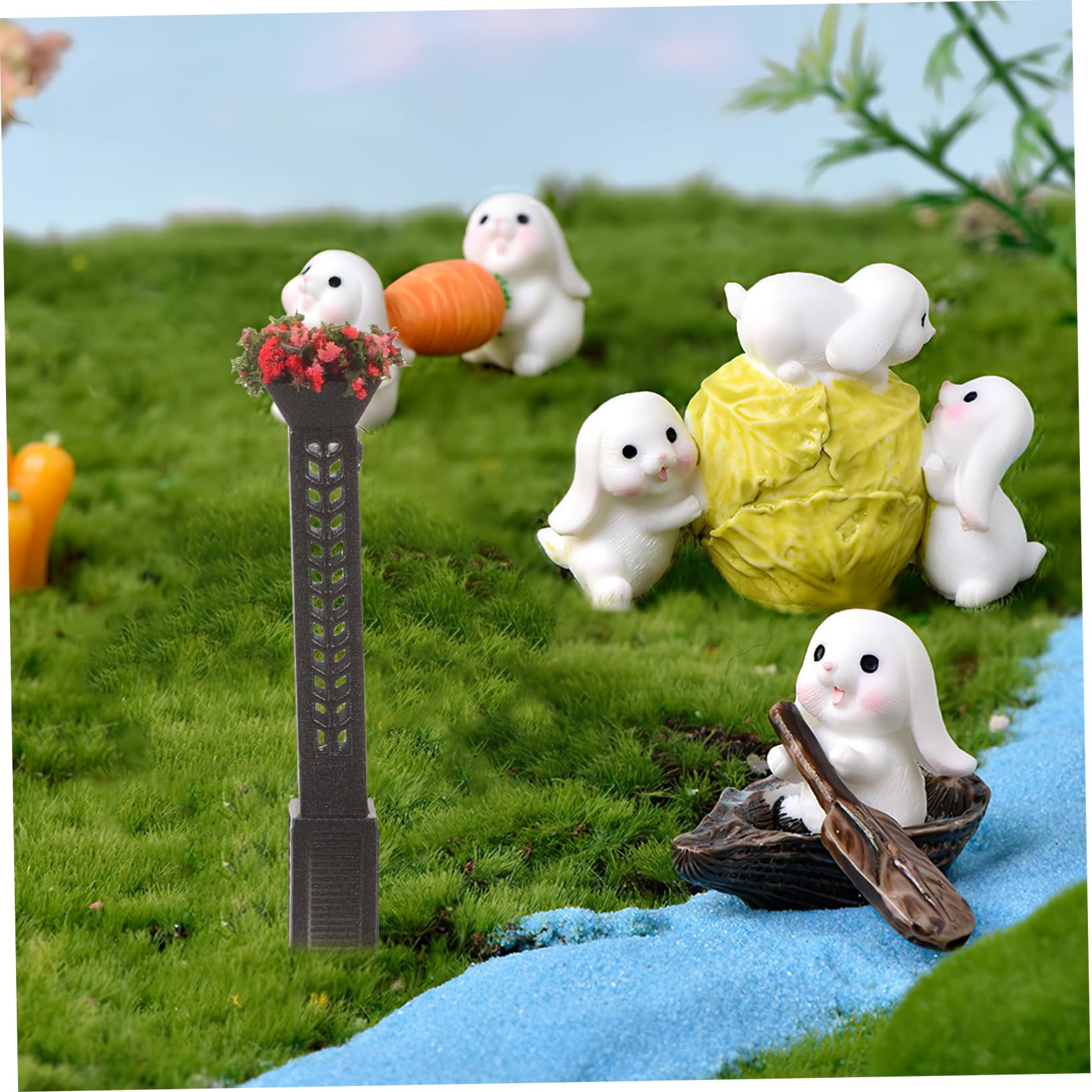 ERINGOGO Realistic Miniature Street Lights 4pcs Mini House Decorative Lamps Easy Install for Park Scene Layout Props