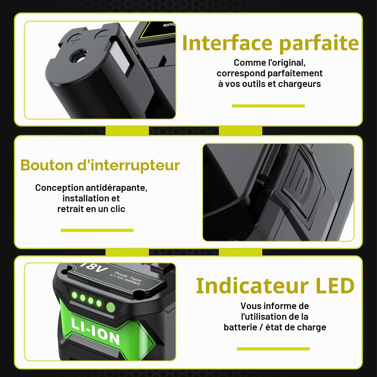 Batterie de Rechange 9,0 Ah pour Ryobi 18 V Li-ION