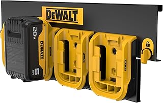 DEWALT Battery Organizer, Holds up to 4 Batteries, Mount Rail, Workshop Storage System Compatible (DWST82819)