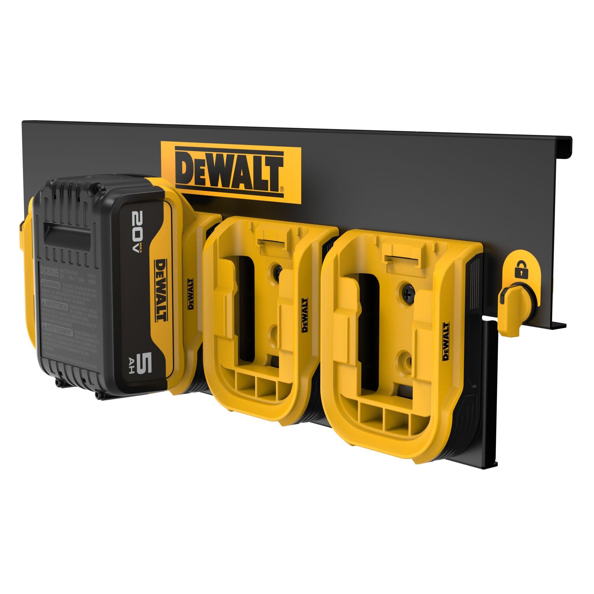 DEWALT Battery Organizer, Holds up to 4 Batteries, Mount Rail, Workshop Storage System Compatible (DWST82819)