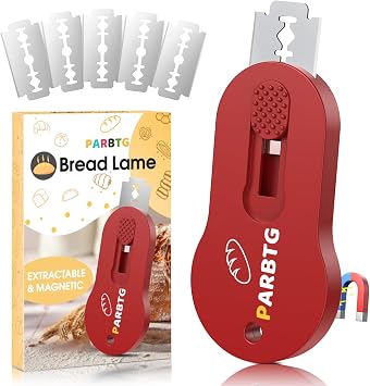 Bread Lame Dough Scoring Tool, Extractable & Magnetic Sourdough Scoring Tool for Sourdough Bread Baking, Bread Making, Bread Scoring Tool with 5 Razor Blades, Scoring Patterns booklet