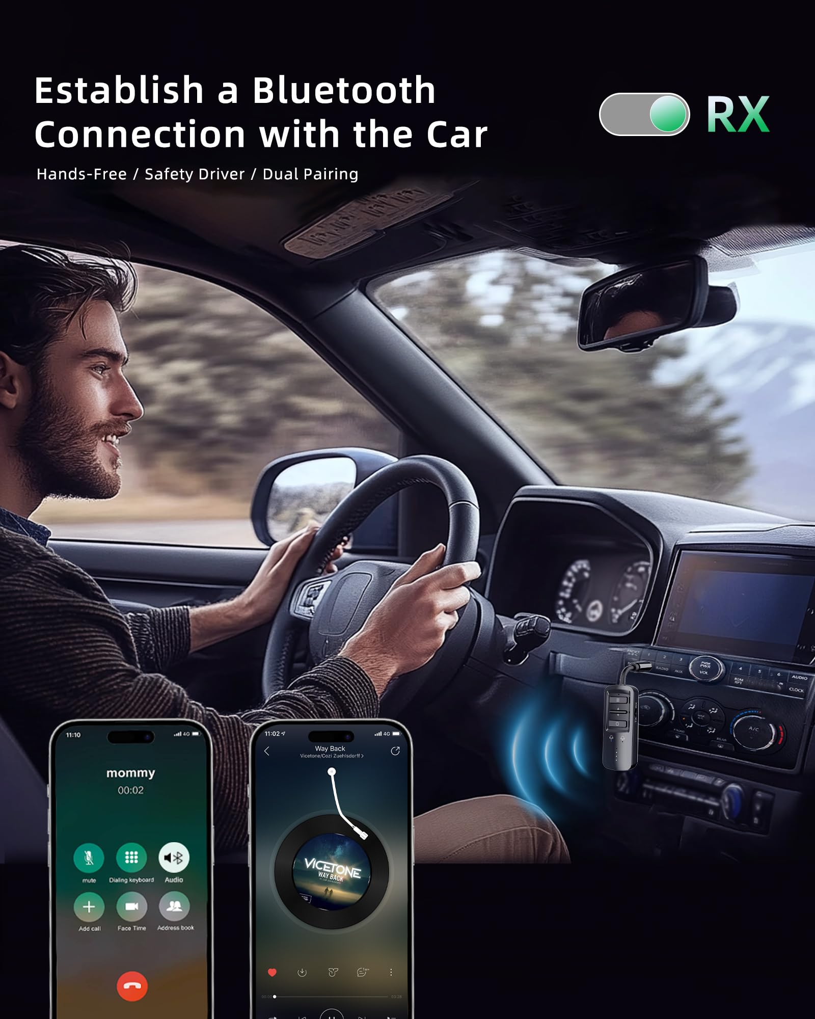 Transmetteur récepteur Bluetooth 5.2 pour 2 AirPods ou écouteurs, adaptateur audio sans fil pour avion, TV, salle de sport, voyage, compatible avec prise auxiliaire de 3,5 mm sur voiture et