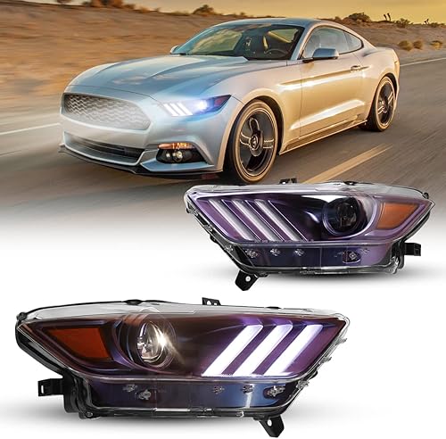 Nixon Offroad Conjunto de faros delanteros de proyector para Ford Mustang Coupe y Convertible 2015-2017/Ford Shelby GT350 2016-2020, faros de haz