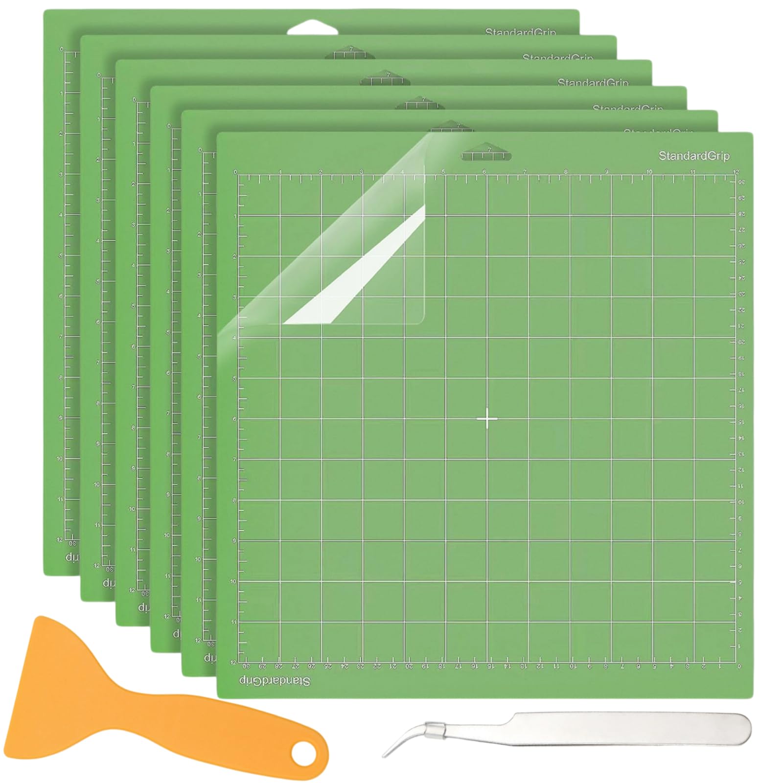 6 Pack Smart Cutting Mat 12x12 Inch for Cutting Machine, Light/Standard/Grip/FabricGrip Cut All The Essentials, Sticky Quilting Replacement Cut Mats from Delicate Paper to Heavier Specialty Materials