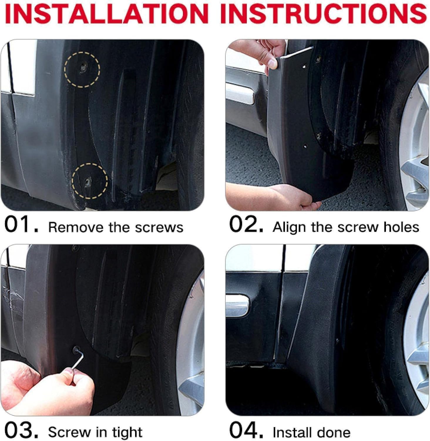 4 Pieces Car Mud Flaps Fender for Fiat 500 500C 500X Splash Guard Dustproof Scratch-Resistant Front Rear Mudguard No Drilling Required Car Accessories