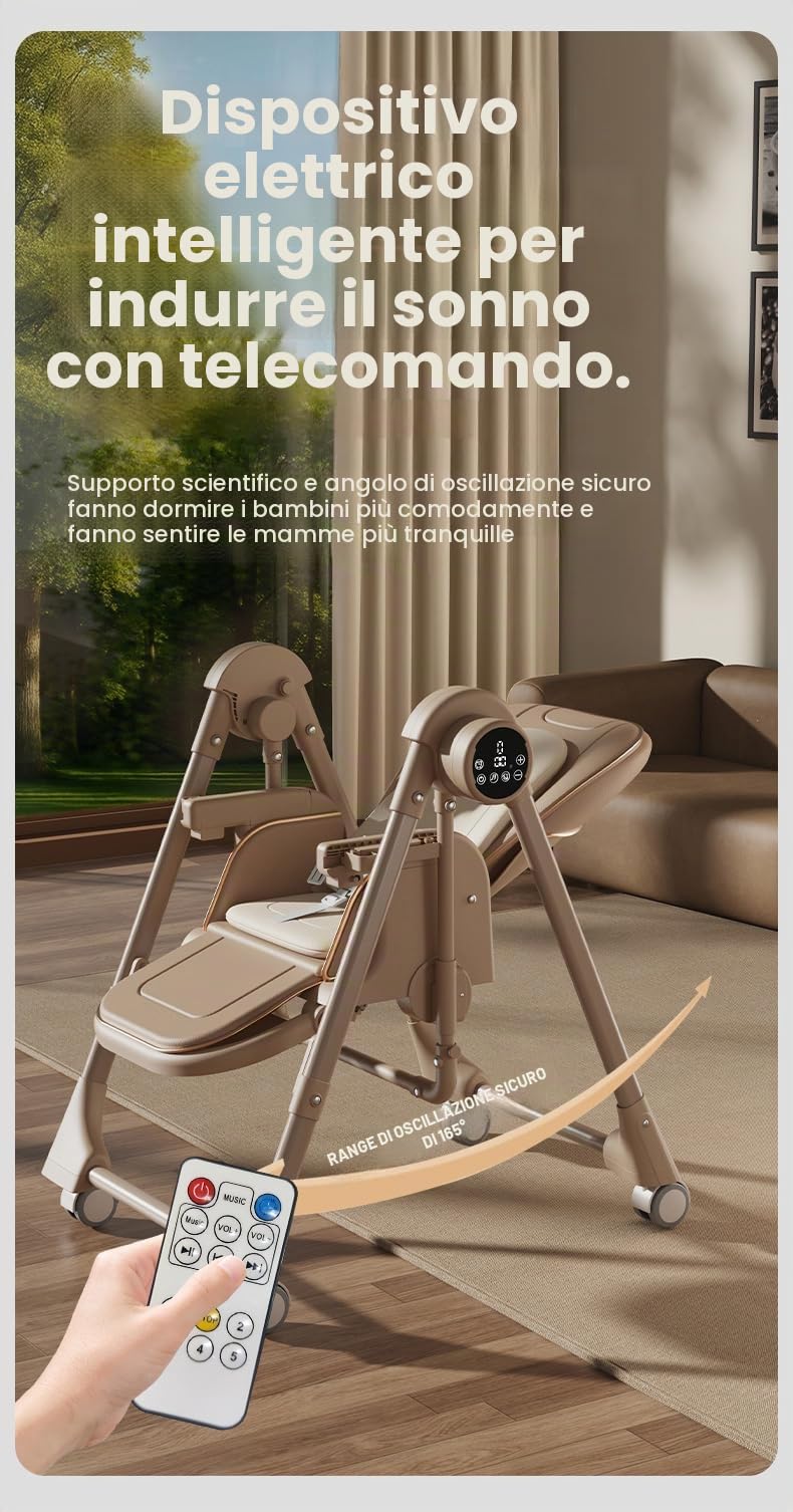 Seggiolone 2 in 1 Altalena per bambini da 6 a 36 mesi, sicurezza di grado alimentare, pieghevole, facile da pulire, stile semplice e moderno (grigio elettrico)