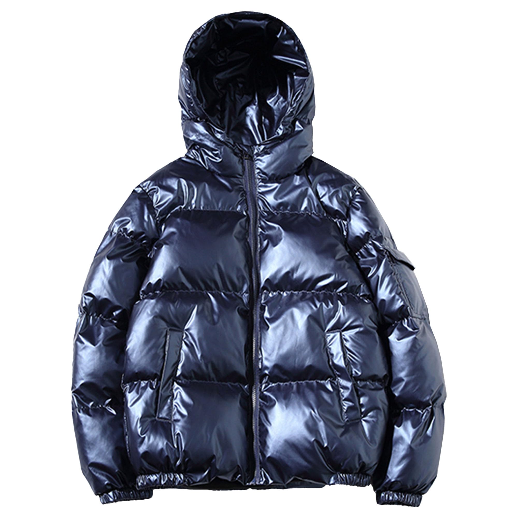 Maiyifu-GJ Mens Down Coats Winter Warm Thicken Jacket Outerwear Fashion Hooded Quilted Padded Overcoat