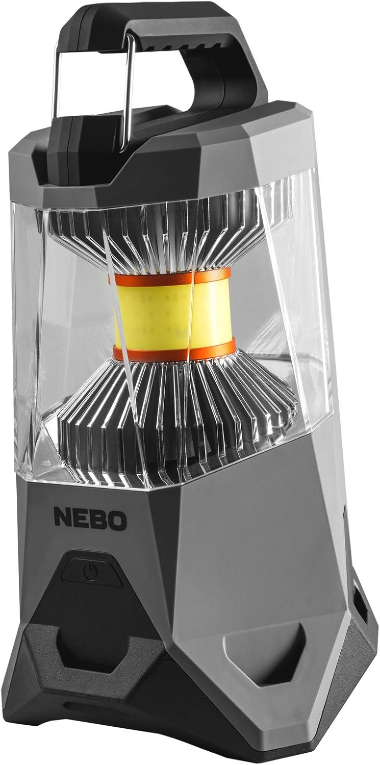 NEBO Galileo 500 Lumen Lantern - Rechargeable Camping Light & Power Bank - 360˚ COB LED Lighting, Grey