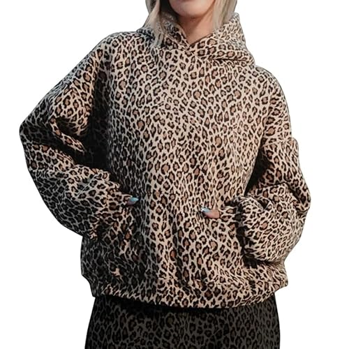 Womens Camo Sweatshirt Oversized Leopard Print Hoodie 2000s Pullover Sweatshirt