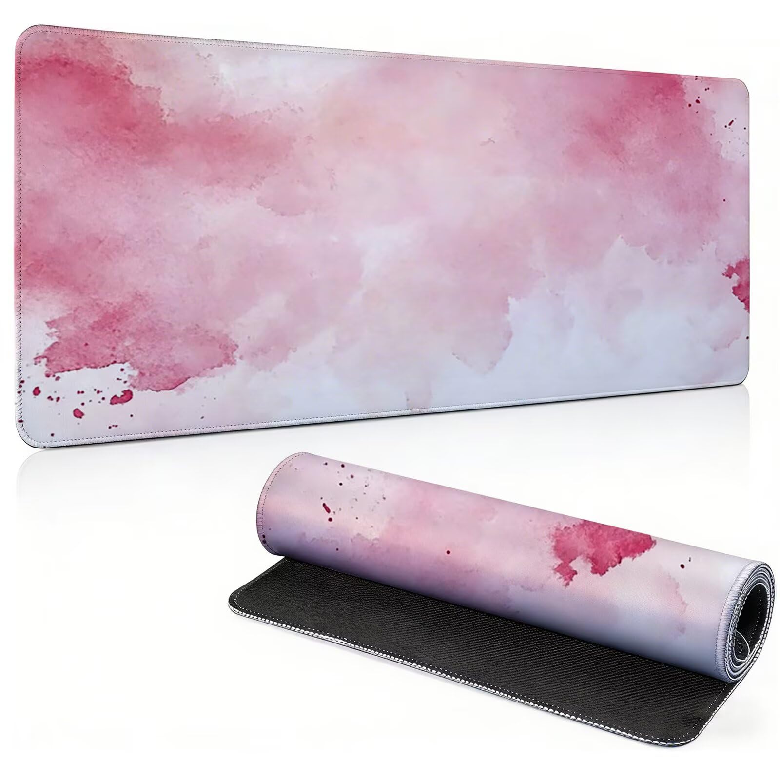 Tappetino Mouse Gaming, 1200x600mm Tappetino Mouse XXL rosa 0c0-211 | Mouse Pad Grande, Ottimizzato per i Sensori da Gioco, Migliora Precisione e Velocità, per Mac e PC, Semplice