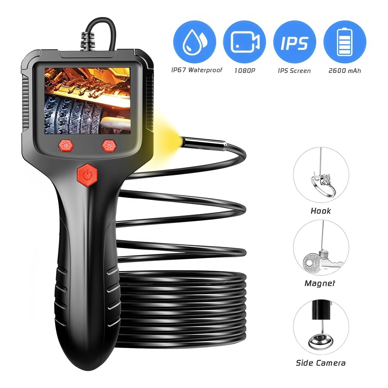 Endoscopes, Caméra endoscopique Industrielle étanche HD1080P, Objectif de 8mm, caméra d'inspection des égouts(15m)