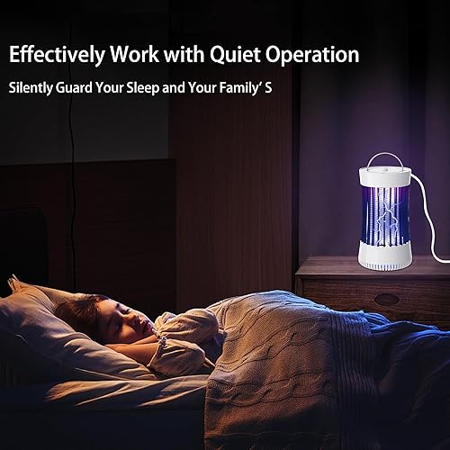 Miniatura 6 de Exterminador eléctrico 2 en 1 para interiores con ventilador, mata mosquitos de alto voltaje de 1500 V con colgador, trampa para lámpara de insectos