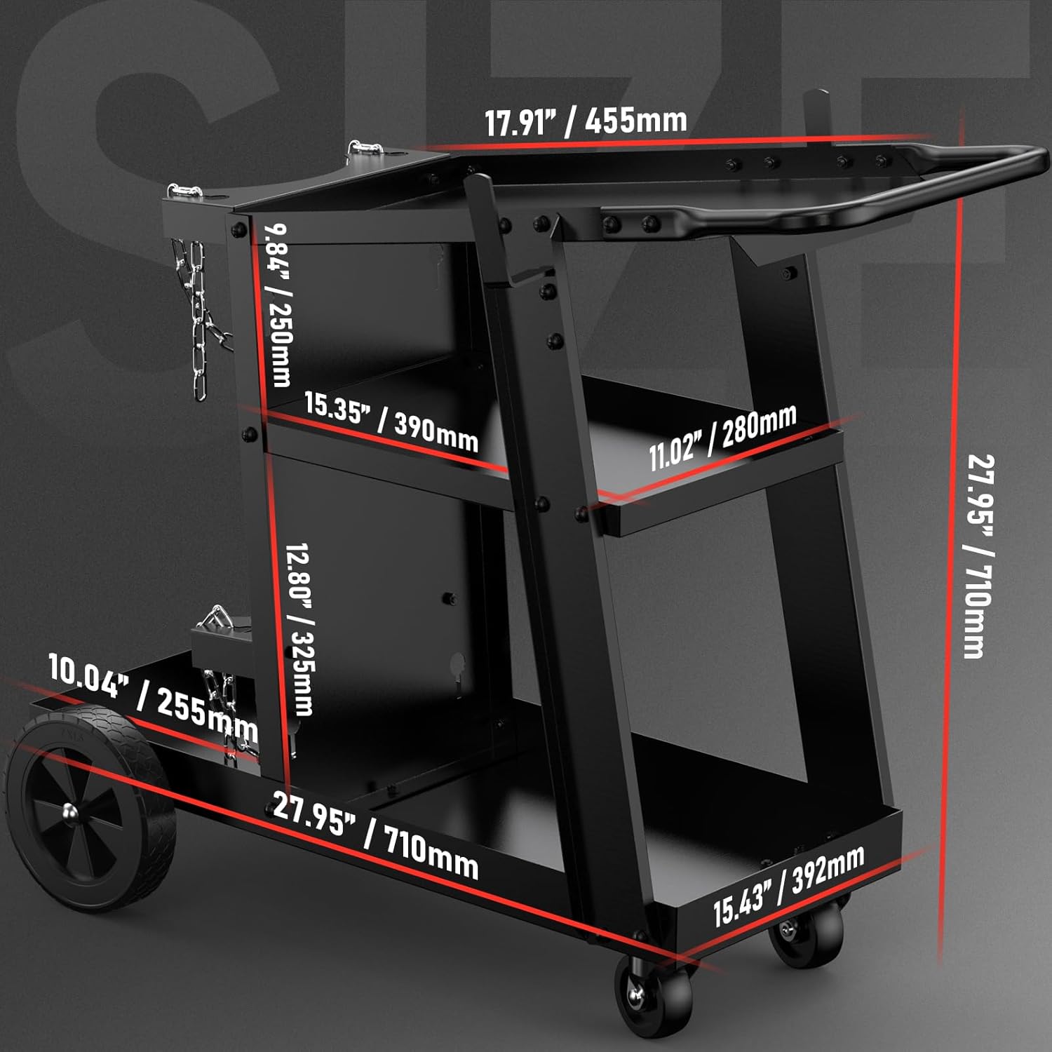 YESWELDER Welding Cart for TIG MIG Welder and Plasma Cutter, Tilt-Table Large Storage 360° Rolling Welding Trolley Welding Cart with Tilted Platform