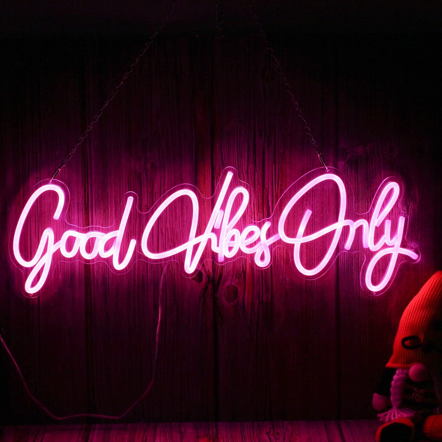 Good Vibes Only Neon Sign Light Wall Art Gifts, Neon Sign Wall Decorations Bar Pub Club Rave Apartment Home Decor Party Christmas Decor (Pink)