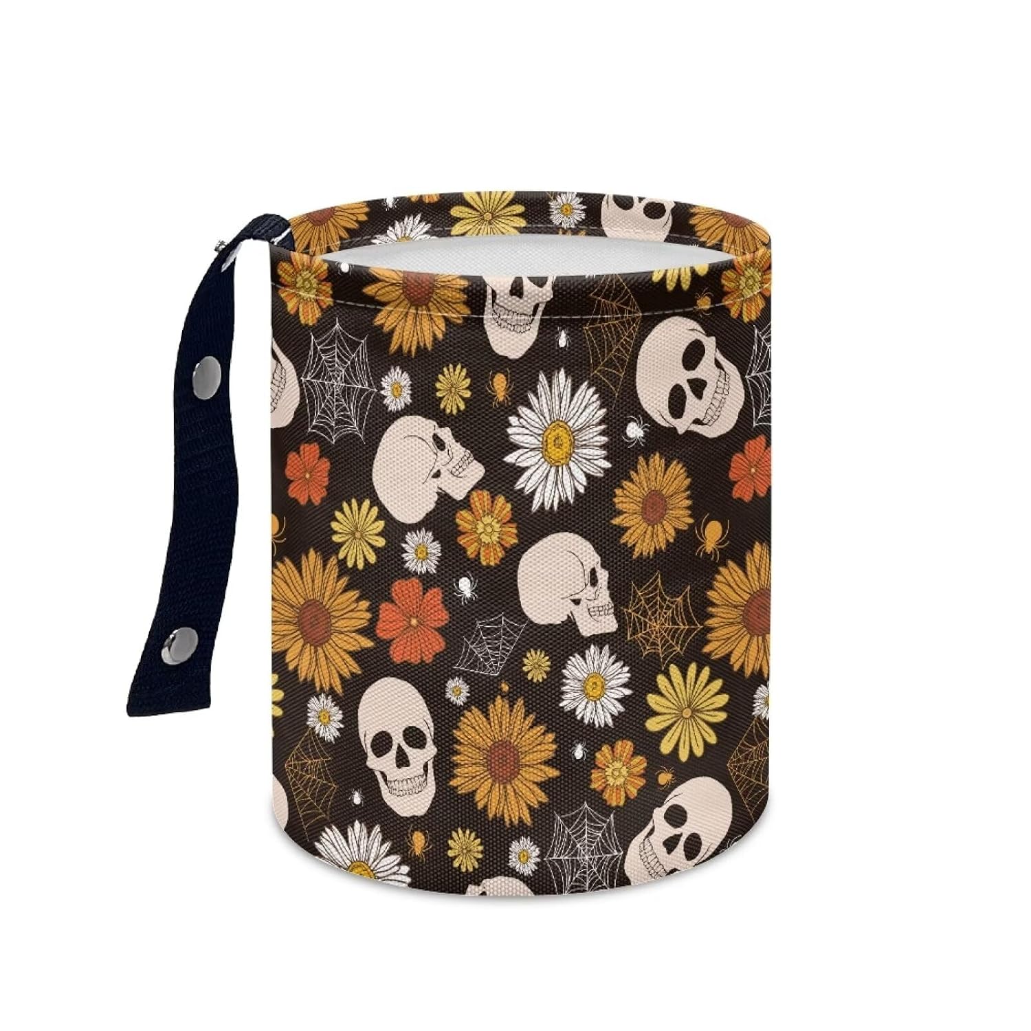 Groovy Hippie Flower Collapsible Trash Can for Cars, Family Gatherings, Camping - Easy to Clean Car Garbage Accessory