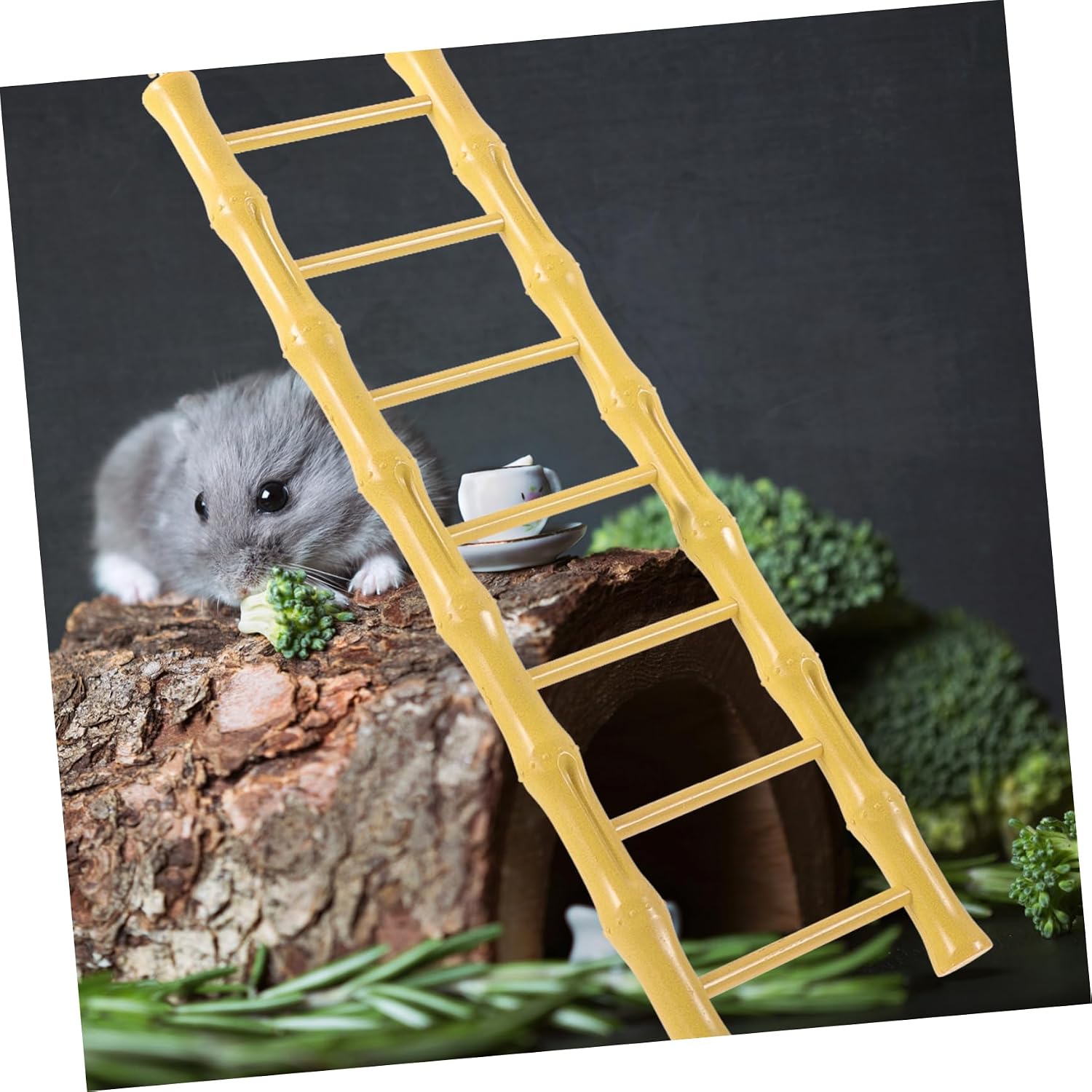 Toyvian Hamster Ladder Bird Ladder Hanging Step Cage Toy for Small Birds and Hamsters Climbing and Exercise Accessory 11.41X3.34X0.55In
