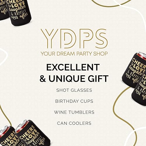 Vista 57 de Juego de 12 decoraciones para latas de boda, Cheers to Love Laughter and Happily Ever After, decoración de cena de ensayo de boda, despedidas