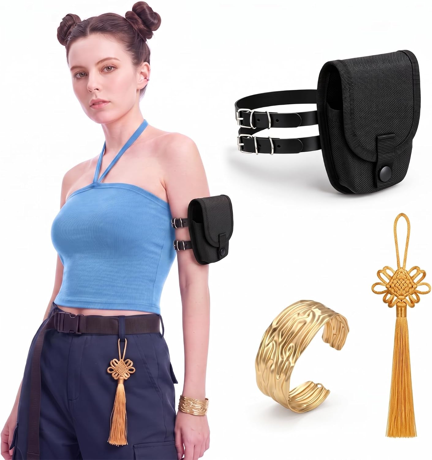 Tondiamo Halloween Kpop Costume Accessories for Women Gold Cuff Bracelet