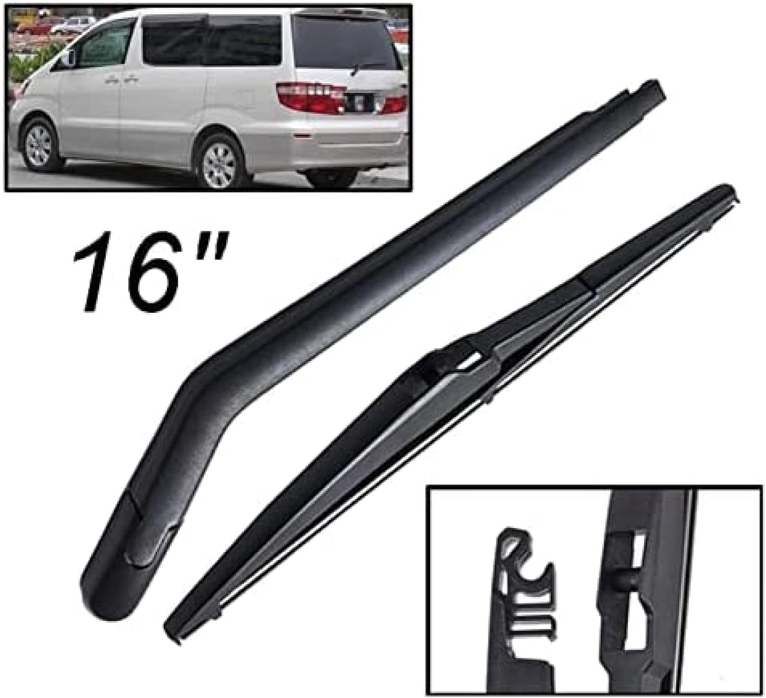 Car Wiper 16" Rear Wiper Blade & Arm Set Kit,For Alphard AH10 2002-2008 Car Rear Windshield Window Wiper Arm Wiper Blade Wipers