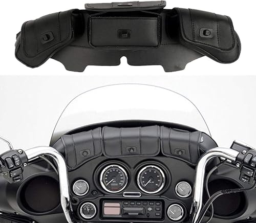 TCT-MT Sillín de Parabrisas 3 Bolsillos Tres Bolsillos Bolsa de Carenado Compatible con Harley Touring FLHT, FLHTC, FLHX, FLHTK, FLHTCU Electra