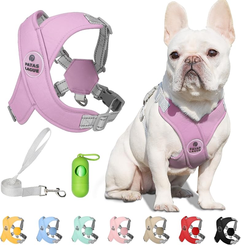 Peitoral para Gatos e Pequenos Animais com Guia e Faixas Refletivas Patas Lague Lilás XS