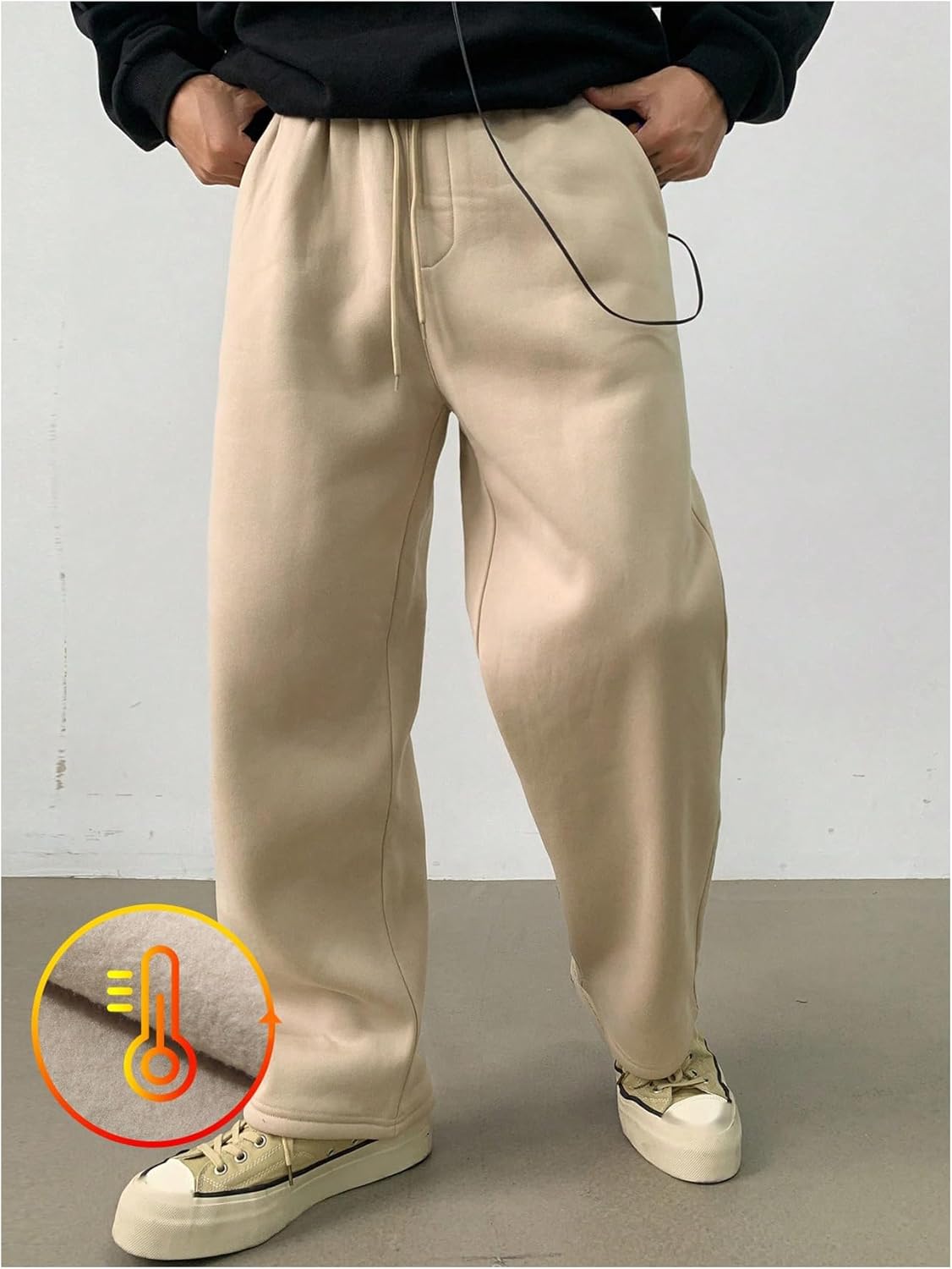 RoseSeek Men's Wide Leg Sweatpants Drawstring Waisted Athletic Pants Casual Pants - Image 4