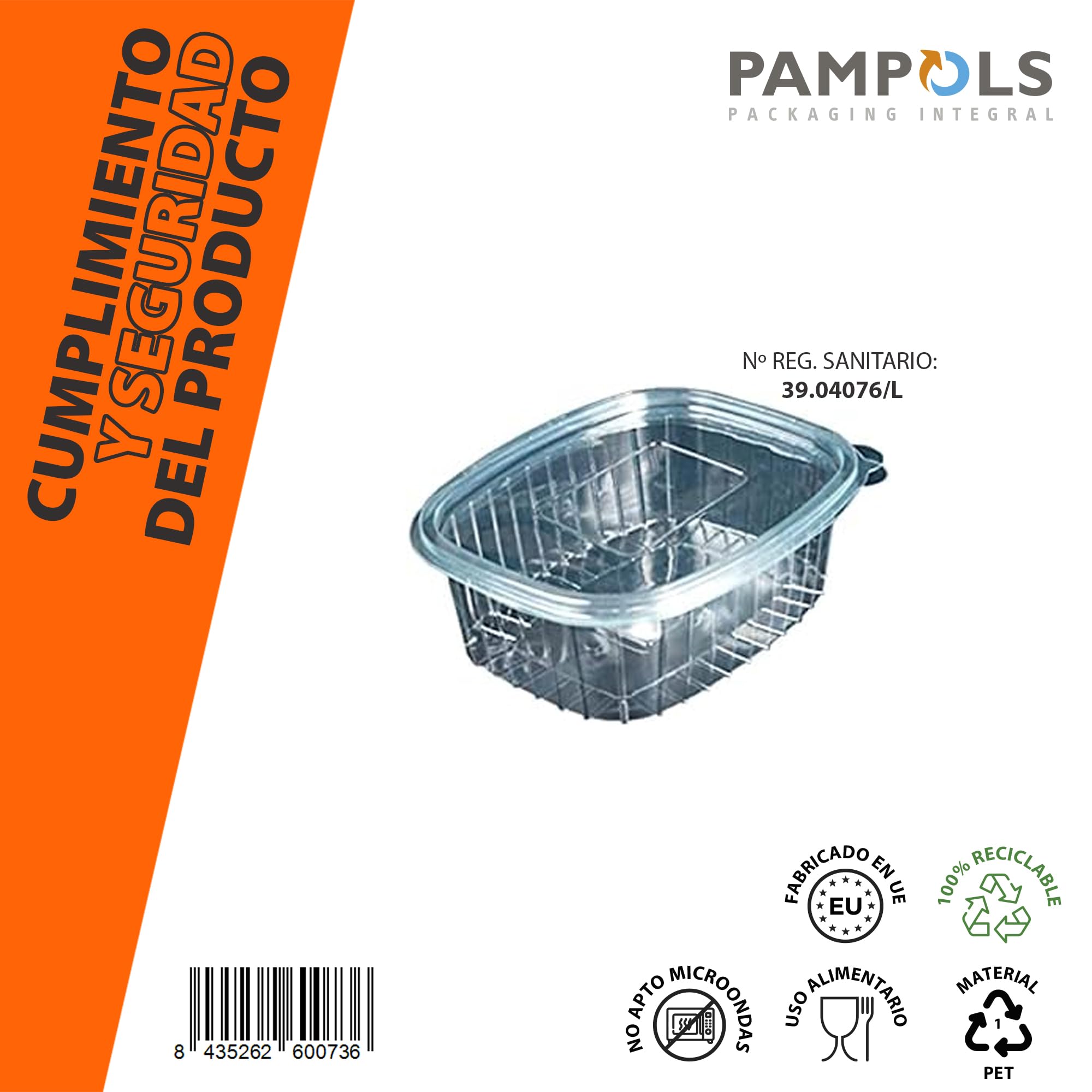Pack de 400 Recipientes Reutilizables con Tapa para Almacenar y Transportar Alimentos | Cierre Hermético | Tarrina Capacidad 750 CC PET | Medidas 174x144x58 mm
