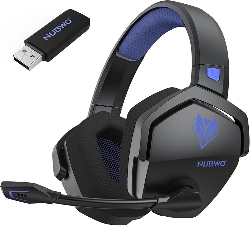 Wireless Gaming Headset with Mic for Ps5 Ps4 PC, Zero Interference, 100-Hour Battery All-Day Play, 23ms Sync​ for Fortnite & Call of Duty/FPS Gamers, Triple Mode All Devices Compatible - Blue