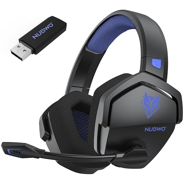 NUBWO Wireless Gaming Headset with Mic for Ps5 Ps4 PC Zero Interference 100-Hour Battery All-Day Play 23ms Sync