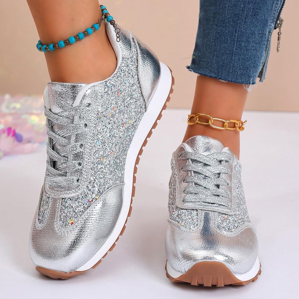Sneakers Donna Glitter Strass per Scarpe da Ginnastica per Running