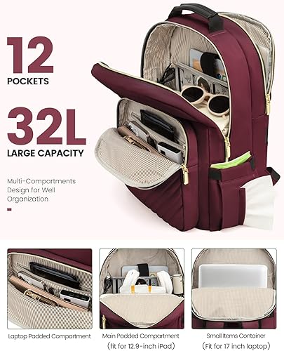 Miniatura 2 de LOVEVOOK Mochila para laptop para mujer, bolsa de trabajo grande para computadora de viaje, para profesores de negocios, enfermeras, universidad,