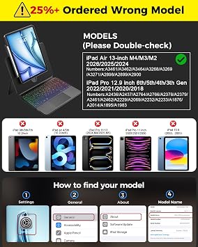 BLOSOMEET Clear Keyboard Case, iPad Air 13(M4/M3/M2) & Pro 12.9, Black