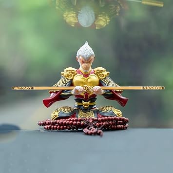 SePkus Wukong Figure,Wukong Statue,Wukong Goku Action Figure,Sun Wukong Staff,Monkey King Statue,Monkey King Aquarium Decor,Monkey Ornaments Sculpture Office Study Car DecorationGold
