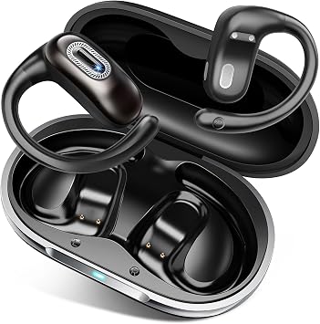 Qecnato Open Ear Headphones, Bluetooth 5.4 Earbuds, 50H, Air Conduction Ear Buds, HD Stereo Bass Over Ear Earphones with Earhooks, Ultra-Comfort Secure Fit, IPX7 Waterproof Headset for Working Sports