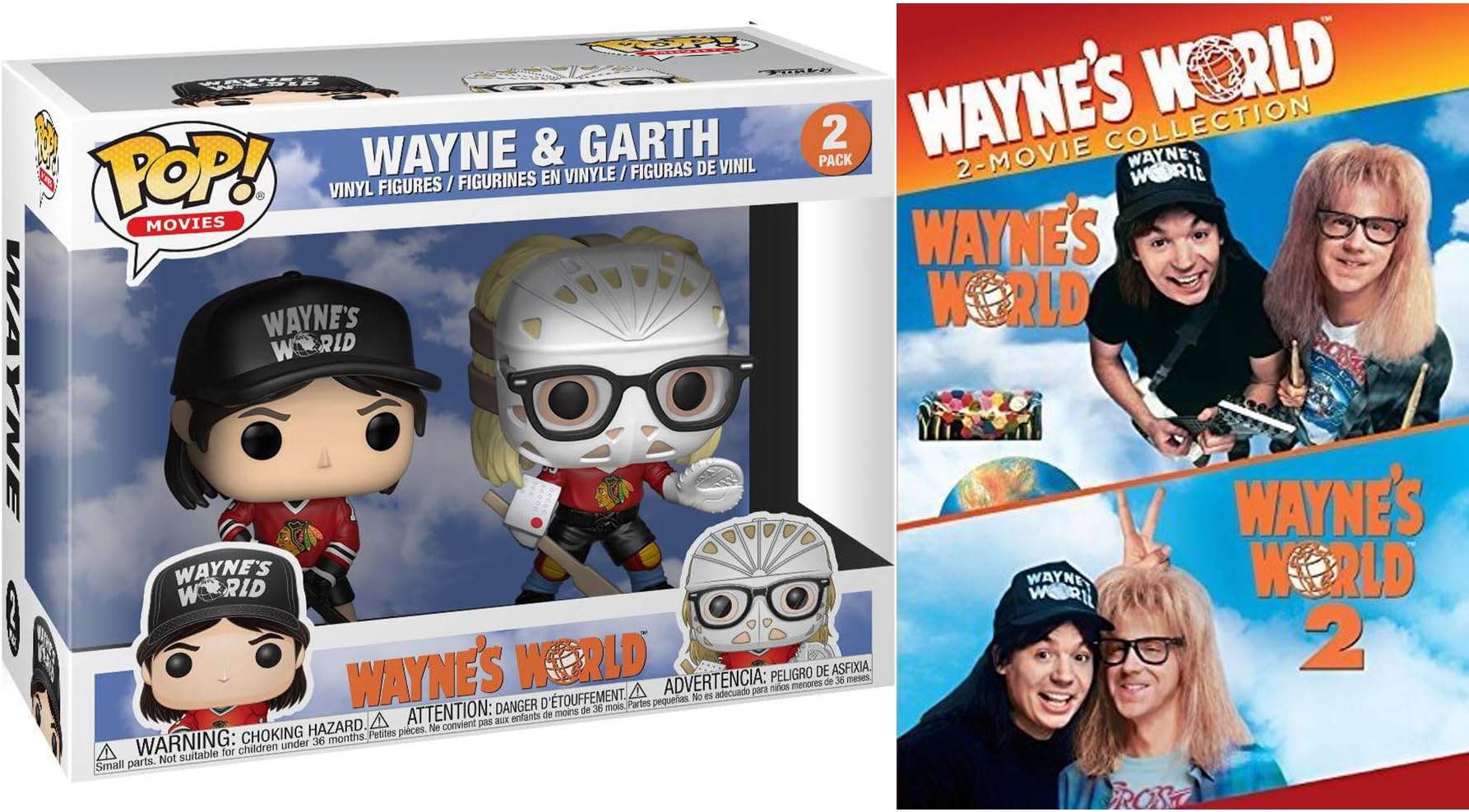 Party Wayne + Garth Movie Figure DVD Set Wayne's World Collection & 2 Pack Pop! characters Party On Mike Myers 90's Hurl Double Feature
