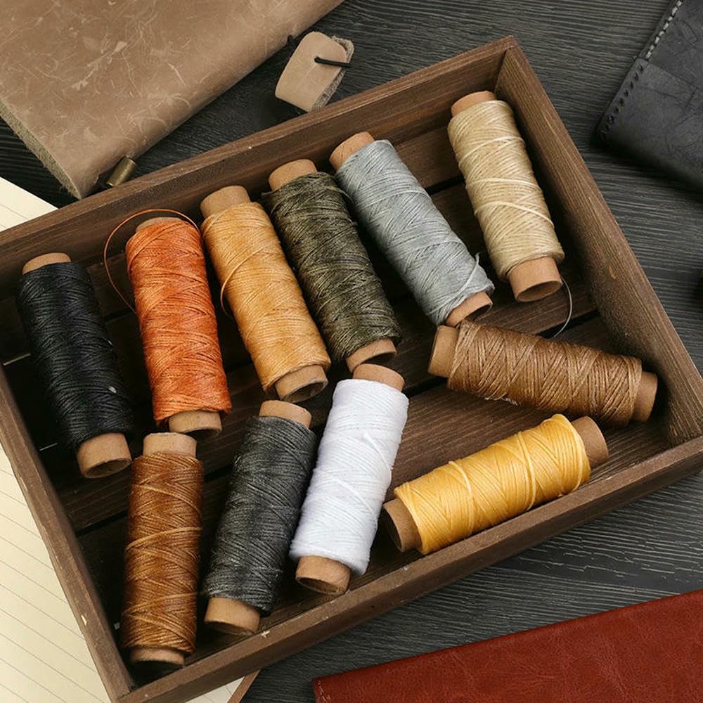 Hilo Encerado Plano de 1 mm para Coser Cuero, cordón de poliéster, Costura Artesanal, Bolsa, encuadernación, Pulsera, Trenza, Herramienta de joyería