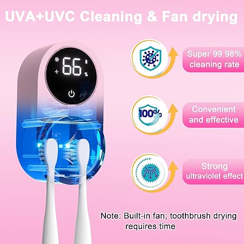 Miniatura 2 de Soporte para cepillos de dientes y limpiador para ventilador de limpieza de luz de baño, secado redondo en círculo, cubierta giratoria automática,